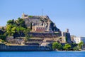 Corfu fortress walls as seen from the sea panoramic view Royalty Free Stock Photo