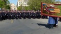 CORFU, GREECE - APRIL 7, 2018: Epitaph and litany of St. Spyridon with the accompaniment of philharmonics on Holy Saturday.