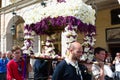 CORFU, GREECE - APRIL 6, 2018: The epitaph processions of Good Friday in Corfu. Every church is organizing a litany