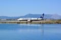 CORFU, GREECE - APRIL 8, 2018: Modern passenger airplane of Ryanair airlines at Corfu island airport, Greece Royalty Free Stock Photo