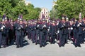 CORFU, GREECE - APRIL 30, 2016: Philharmonic musicians playing in Corfu Easter holiday celebrations.