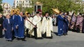 CORFU, GREECE - APRIL 7, 2018: Procession with the relics of the patron saint of Corfu, Saint Spyridon. Epitaph and litany