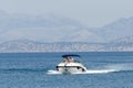 Ay couple sail on yacht boat at Mediterenian sea