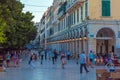 CORFU, GREECE - JULY 6, 2011: Night life of Liston, main promenade of Kerkyra