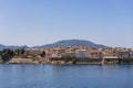 From the windows of the residential seafront buildings in Kerkyra town Royalty Free Stock Photo