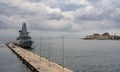 Royal Navy Destroyer HMS Duncan berthed in Corfu Royalty Free Stock Photo