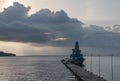 Royal Navy Destroyer HMS Duncan berthed in Corfu Royalty Free Stock Photo