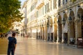 Corfu, Greece, October 18, 2018, the Liston is a famous building in Spianada Square that attracts tourists