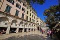 Corfu, Greece, October 18, 2018, the Liston is a famous building in Spianada Square that attracts tourists