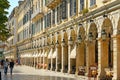 CORFU, GREECE, 18 OCTOBER 2018, tourists and locals relax in the city center near the Liston palace Royalty Free Stock Photo