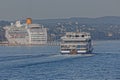 Costa Victoria cruiser anchored in the port of Corfu Greece