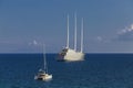 Corfu, Greece - 23 September 2018: Sailing Yacht A SYA one of the biggest sailing yachts in the world designed by Philippe Starck