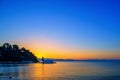 Vlacherna Monastery on the Kanoni peninsula in Corfu at sunrise Royalty Free Stock Photo