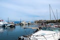 Beautiful view of Corfu harbour marina, the port close to corfu Old Town. Corfu island, Greece