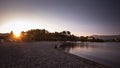 Corfu Island Sunset Gouvia Beach, Greece Royalty Free Stock Photo