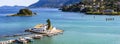 Corfu island , white monastery in the sea Royalty Free Stock Photo