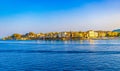 Corfu town waterfront and marina skyline Greece Royalty Free Stock Photo