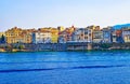 Colorful old buildings at Corfu town waterfront Ionian Sea Greece Royalty Free Stock Photo