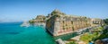 Corfu, Kerkyra panorama on the old fortress, view from the sea Royalty Free Stock Photo