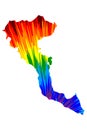 Corfu - map is designed rainbow abstract colorful pattern, Kerkyra island map made of color explosion