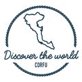 Corfu Map Outline. Vintage Discover the World.