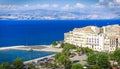 Corfu old harbour, city symbol. Panoramic view Royalty Free Stock Photo