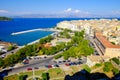 Corfu old harbour, city symbol. Panoramic view