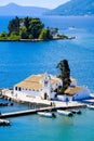 Corfu symbol Pontikonisi island and Vlacherna Monastery