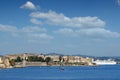 Corfu town and cruiser cityscape summer season