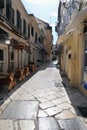 Cityscape of old town part of Corfu town Greece. Small street