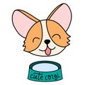 Corgi dog breed lettering vector illustration in cartoon style.