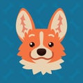 Corgi dog emotional head. Vector illustration of cute dog in flat style shows positive emotion. Smile emoji. Smiley icon Royalty Free Stock Photo