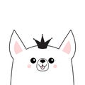 Corgi dog happy face head icon. Princess crown diadem. Cute cartoon pooch character. Contour silhouette. Kawaii animal. Funny baby Royalty Free Stock Photo