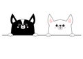 Corgi dog happy face head icon set. Hands paw holding table line. Cute cartoon pooch character. Contour silhouette. Kawaii animal. Royalty Free Stock Photo