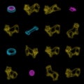 Corgi dogs icons set vector neon