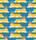 Corgi pixel art pattern seamless. small dog background 8 bit. cute pet vector texture Royalty Free Stock Photo