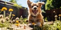 Corgi Puppy Playing in Garden