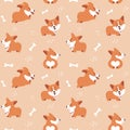 Corgi seamless pattern. Cute puppies background. Vector Royalty Free Stock Photo