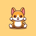 Corgi Sitting Excited Cute Creative Kawaii Cartoon