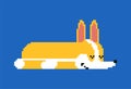 Corgi sleeping pixel art. asleep small dog cartoon 8 bit. cute pet vector illustration