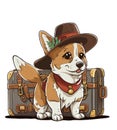 corgi traveller cartoon style white background 2 Royalty Free Stock Photo