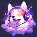 corgi wearing wireless headphones 1