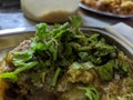 Coriander garnish on street food