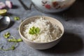 Coriander leaf on cooked basmati rice Royalty Free Stock Photo