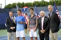 Coric & Kokkinakis trophy Junior US Open 2013 Royalty Free Stock Photo