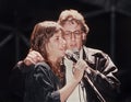 Corinne Allal and Gidi Gov Sing in Karmiel, Israel in 1988 Royalty Free Stock Photo