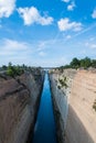 The Corinth Canal connects the Gulf of Corinth with the Saronic Gulf in the Aegean Sea.