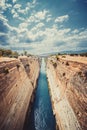 Corinth Canal, tidal waterway across the Isthmus of Corinth in Greece Royalty Free Stock Photo