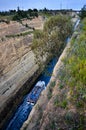 Corinth Canal, tidal waterway across the Isthmus of Corinth in Greece, joining the Gulf of Corinth with the Saronic Gulf Royalty Free Stock Photo