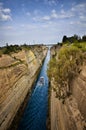 Corinth Canal, tidal waterway across the Isthmus of Corinth in Greece, joining the Gulf of Corinth with the Saronic Gulf Royalty Free Stock Photo